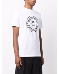 T-shirt à col rond imprimé blanc et noir Karl Lagerfeld