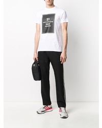 T-shirt à col rond imprimé blanc et noir Karl Lagerfeld