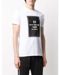 T-shirt à col rond imprimé blanc et noir Karl Lagerfeld