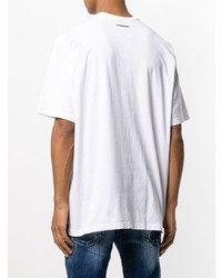 T-shirt à col rond imprimé blanc et noir DSQUARED2