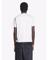 T-shirt à col rond imprimé blanc et noir Balenciaga