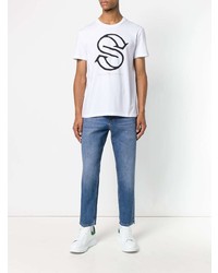 T-shirt à col rond imprimé blanc et noir Stella McCartney