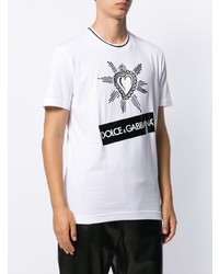 T-shirt à col rond imprimé blanc et noir Dolce & Gabbana