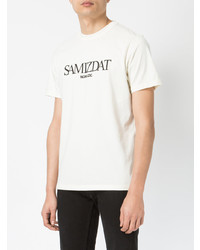 T-shirt à col rond imprimé blanc et noir Yang Li