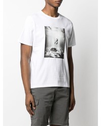 T-shirt à col rond imprimé blanc et noir ECOALF