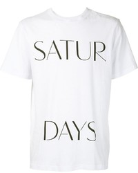 T-shirt à col rond imprimé blanc et noir Saturdays Surf NYC