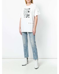 T-shirt à col rond imprimé blanc et noir MM6 MAISON MARGIELA