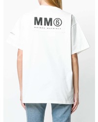 T-shirt à col rond imprimé blanc et noir MM6 MAISON MARGIELA