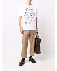 T-shirt à col rond imprimé blanc et noir Junya Watanabe