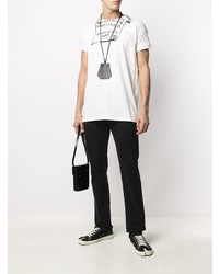 T-shirt à col rond imprimé blanc et noir Maison Margiela