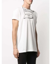 T-shirt à col rond imprimé blanc et noir Maison Margiela