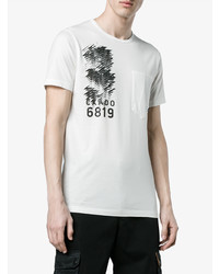 T-shirt à col rond imprimé blanc et noir Stone Island Shadow Project