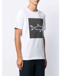 T-shirt à col rond imprimé blanc et noir Paul & Shark