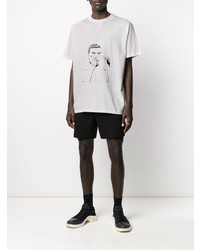 T-shirt à col rond imprimé blanc et noir 424