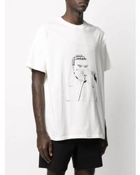 T-shirt à col rond imprimé blanc et noir 424