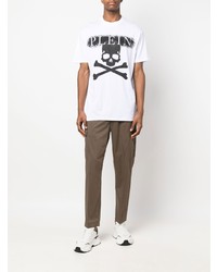 T-shirt à col rond imprimé blanc et noir Philipp Plein