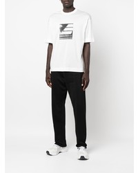 T-shirt à col rond imprimé blanc et noir Emporio Armani