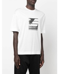 T-shirt à col rond imprimé blanc et noir Emporio Armani