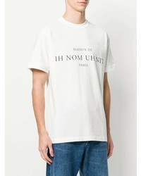 T-shirt à col rond imprimé blanc et noir Ih Nom Uh Nit