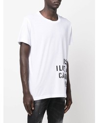 T-shirt à col rond imprimé blanc et noir DSQUARED2