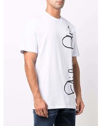 T-shirt à col rond imprimé blanc et noir Philipp Plein