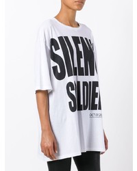 T-shirt à col rond imprimé blanc et noir Haider Ackermann