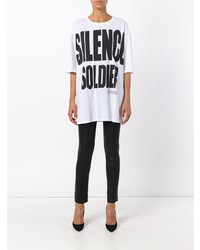 T-shirt à col rond imprimé blanc et noir Haider Ackermann