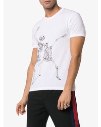 T-shirt à col rond imprimé blanc et noir Alexander McQueen