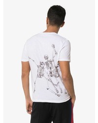 T-shirt à col rond imprimé blanc et noir Alexander McQueen