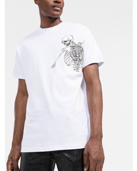 T-shirt à col rond imprimé blanc et noir Philipp Plein