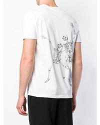 T-shirt à col rond imprimé blanc et noir Alexander McQueen