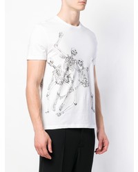 T-shirt à col rond imprimé blanc et noir Alexander McQueen