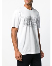 T-shirt à col rond imprimé blanc et noir Z Zegna