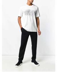 T-shirt à col rond imprimé blanc et noir Z Zegna