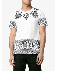 T-shirt à col rond imprimé blanc et noir Alexander McQueen