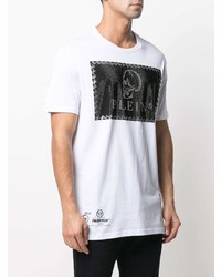 T-shirt à col rond imprimé blanc et noir Philipp Plein