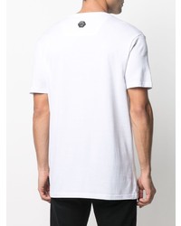 T-shirt à col rond imprimé blanc et noir Philipp Plein