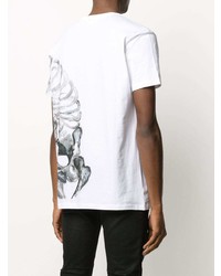 T-shirt à col rond imprimé blanc et noir Alexander McQueen