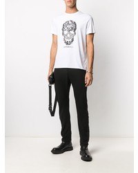 T-shirt à col rond imprimé blanc et noir Just Cavalli