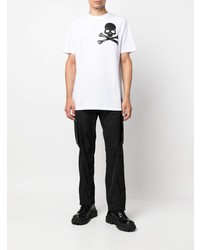 T-shirt à col rond imprimé blanc et noir Philipp Plein