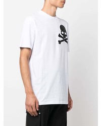 T-shirt à col rond imprimé blanc et noir Philipp Plein