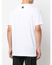 T-shirt à col rond imprimé blanc et noir Philipp Plein