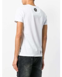 T-shirt à col rond imprimé blanc et noir Philipp Plein