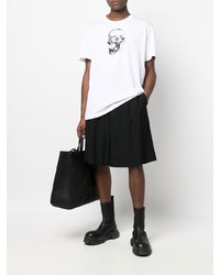 T-shirt à col rond imprimé blanc et noir Alexander McQueen