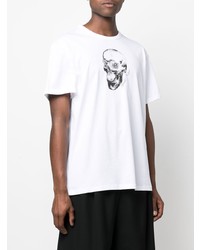 T-shirt à col rond imprimé blanc et noir Alexander McQueen