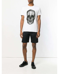 T-shirt à col rond imprimé blanc et noir Just Cavalli