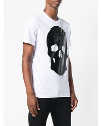 T-shirt à col rond imprimé blanc et noir Philipp Plein