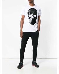 T-shirt à col rond imprimé blanc et noir Philipp Plein