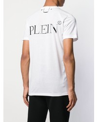 T-shirt à col rond imprimé blanc et noir Philipp Plein