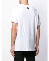 T-shirt à col rond imprimé blanc et noir Philipp Plein